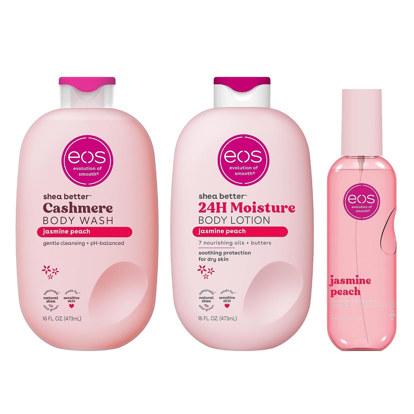 eos Shea Better 24H Moisture Body Lotion- Jasmine Peach, 16 fl oz