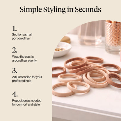 Kitsch Elastic Hair Ties No Damage | Stretchable Hair Bands - Neutral 12pcs