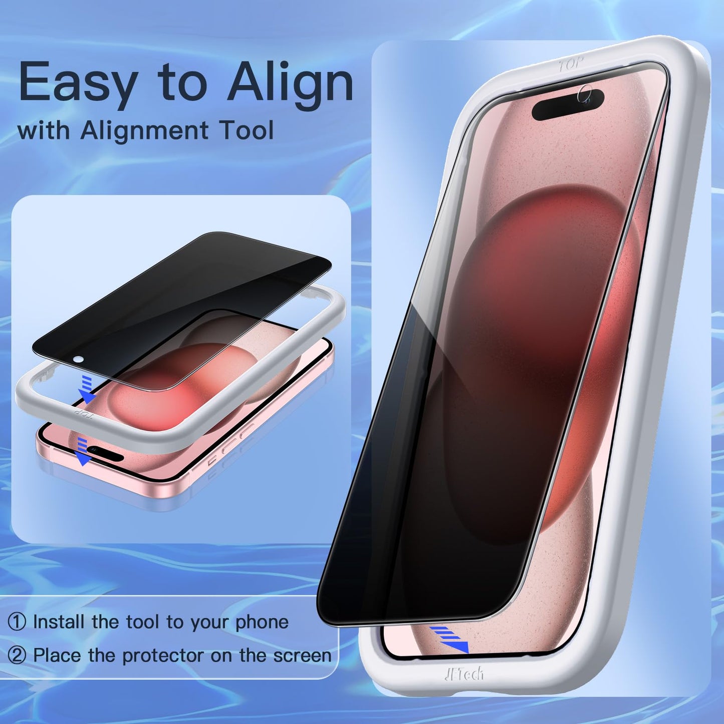 JETech Privacy Screen Protector for iPhone 17 Pro Max, 2-Pack