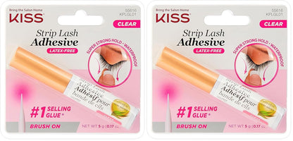 Kiss Lash Adhesive, Lash Glue, 24hr Strip Eyelash Adhesive, Clear, Includes Lash Adhesive, Long Lasting Wear, Can Be Used with Strip Lashes and Lash Clusters