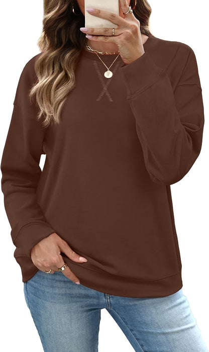 RUMIA Women's Crew Neck Sweatshirt Long Sleeve Tops for Women Fall Clothes