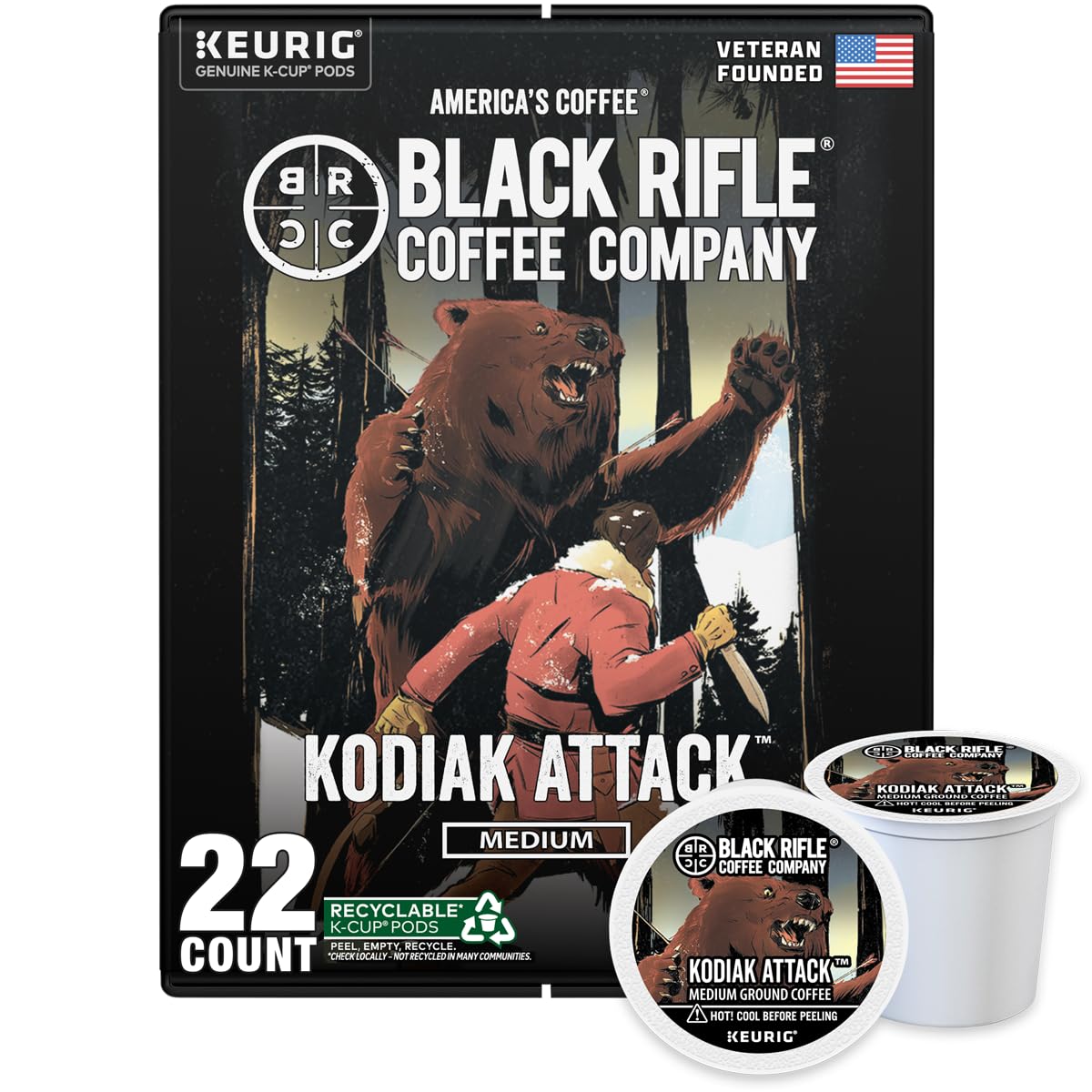 Black Rifle Coffee Medium Roast K Cup Coffee Just Black 32 Count