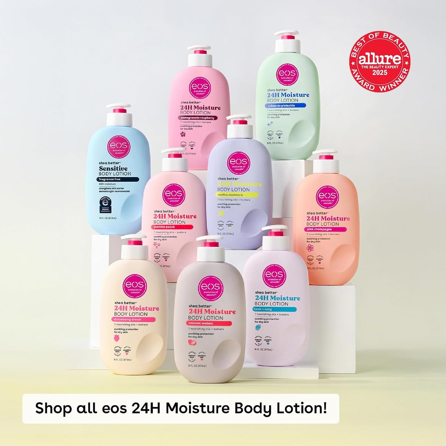 eos Shea Better 24H Moisture Body Lotion- Jasmine Peach, 16 fl oz