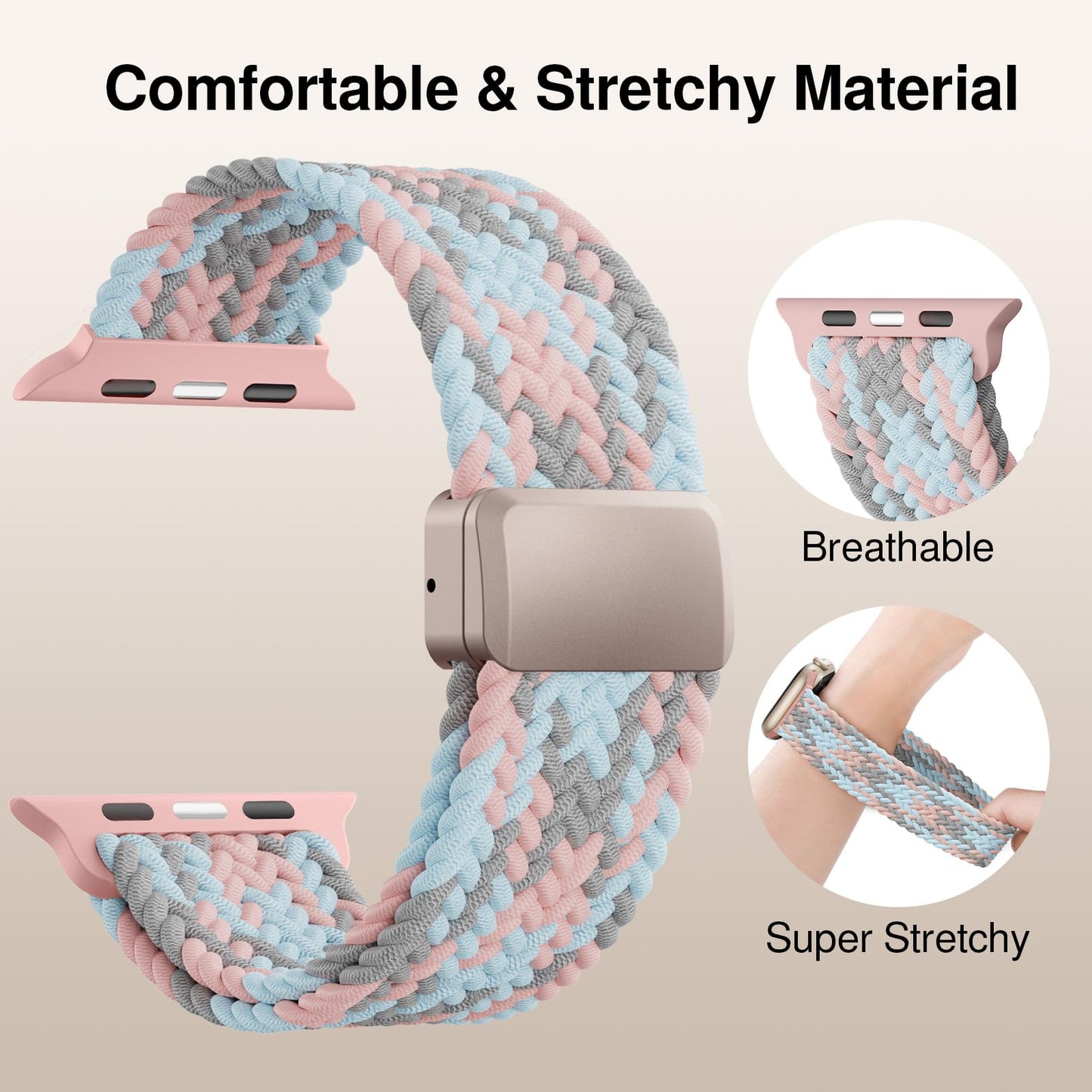 Braided Stretchy Magnetic Band Compatible with Apple Watch Bands Women Men