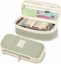 PUPTILY Pencil Case, Large Capacity Aesthetic Pencil Cases with Durable Zipper, Big Stationery Pencil Pouch for Women & Men, Adults Portable Storage Organizer Bag for College, Office, Travel (Green)