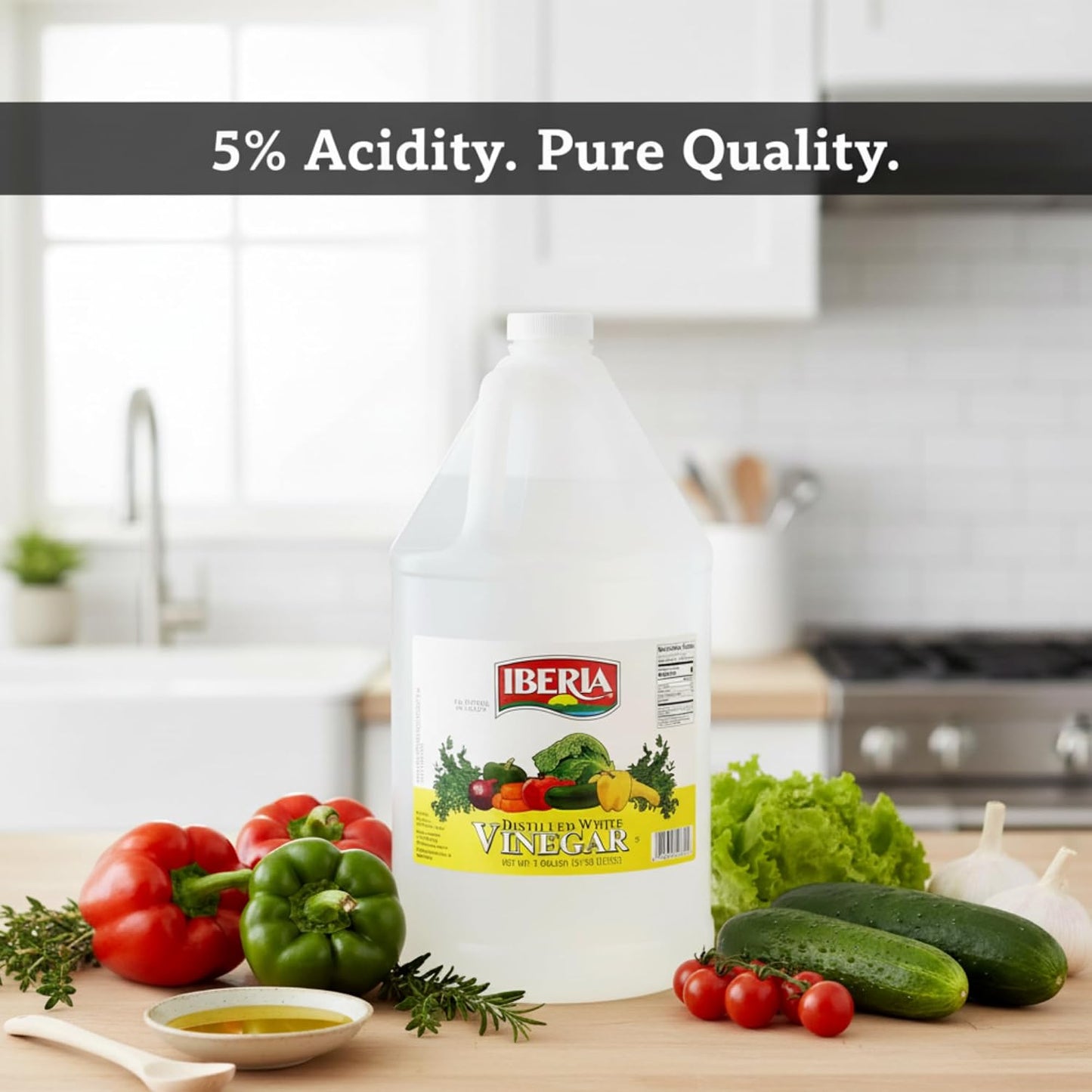 Iberia All Natural Distilled White Vinegar, 1 Gallon - 5% Acidity