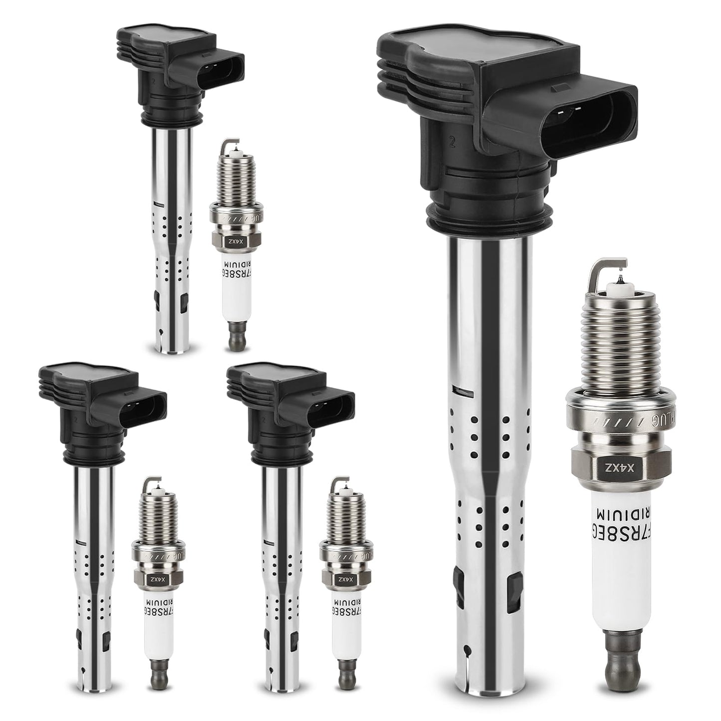 UF667 Ignition Coil & ILZFR6D11 Double Iridium Spark Plug for BMW 2.5-6.0L