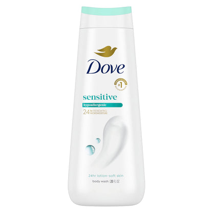 Dove Sensitive Skin Body Wash, 24hr Lotion-Soft Skin, 30.6 oz