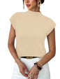 Sampeel Womens Short Sleeve Sweater Mock Neck Summer Top Dressy Casual Basic Knit Pullover Shirt