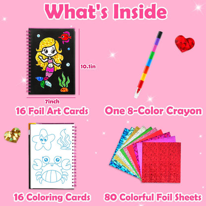 FUNNYB&G Foil Art Craft Kit for Kids, Sparkly Birthday Gift Toy for Boys