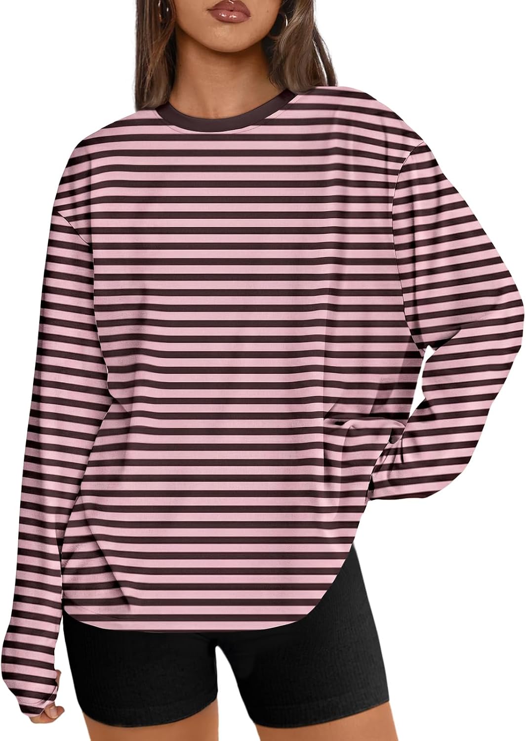 Trendy Queen Womens Oversized Long Sleeve Shirts Fall Tops 2026 Basic Tees