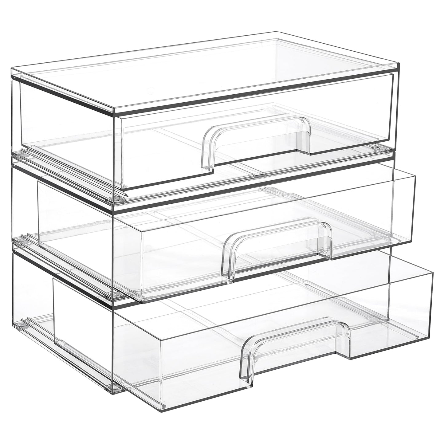 Vtopmart 2 Pack Small Clear Stackable Storage Drawers for Desk, Countertop
