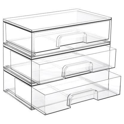 Vtopmart 2 Pack Small Clear Stackable Storage Drawers for Desk, Countertop