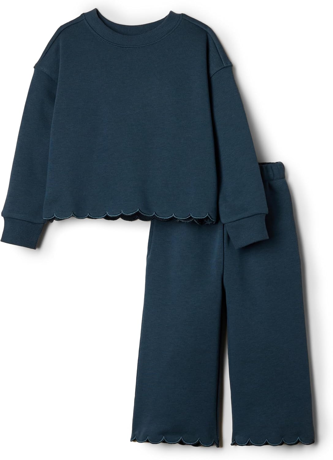 Amazon Essentials x Sofia Grainge Toddlers and Baby Girls' French Terry Sweatshirt Pant and Top Set