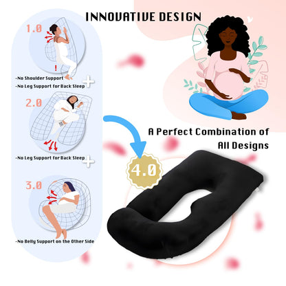 ALLOPERA Pregnancy Pillow, Full Body Maternity Pillow 57 inch, with Removable Washable Cover - Sleep Support for Legs, Back, Neck, Shoulder, HIPS, Belly, Velvet Cover-Grey-Dark Blue