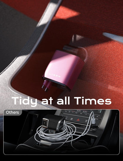 LISEN Retractable Car Charger, 84W Car Charger USB C Fast Charge, 4 in 1