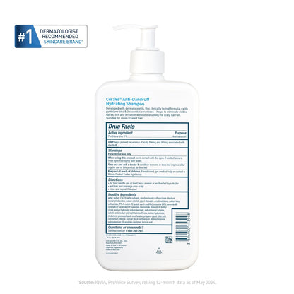CeraVe Hydrating Anti Dandruff Shampoo, Itchy Scalp Treatment, 12oz