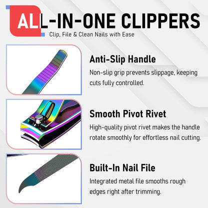 firiKer Nail Clippers with Nail File,Fingernail Clipper,Toe Nail Clippers
