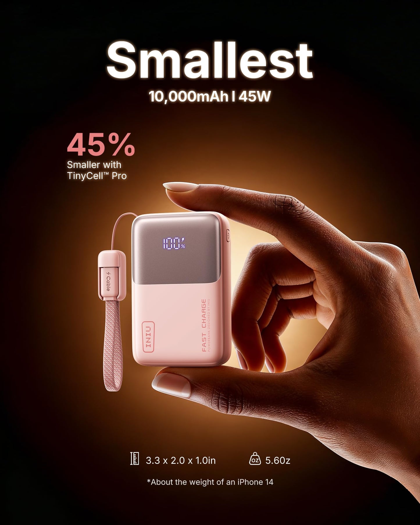 INIU Portable Charger, Ultra Mini 10000mAh 45W Fast Charging Power Bank