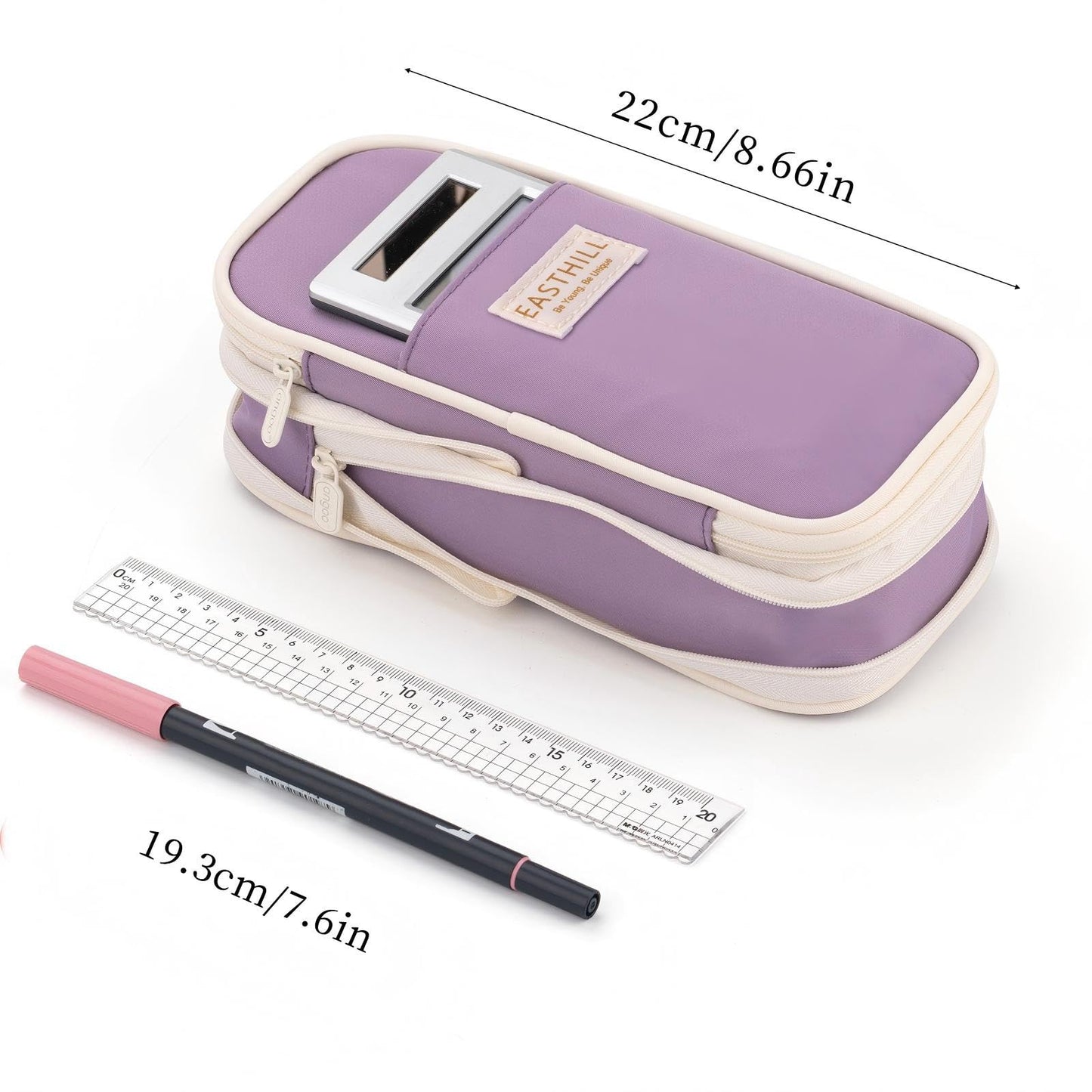EASTHILL Big Capacity Pencil Case Large Pencil Pouch Stationery Pen Bag for Teen Girls-Green