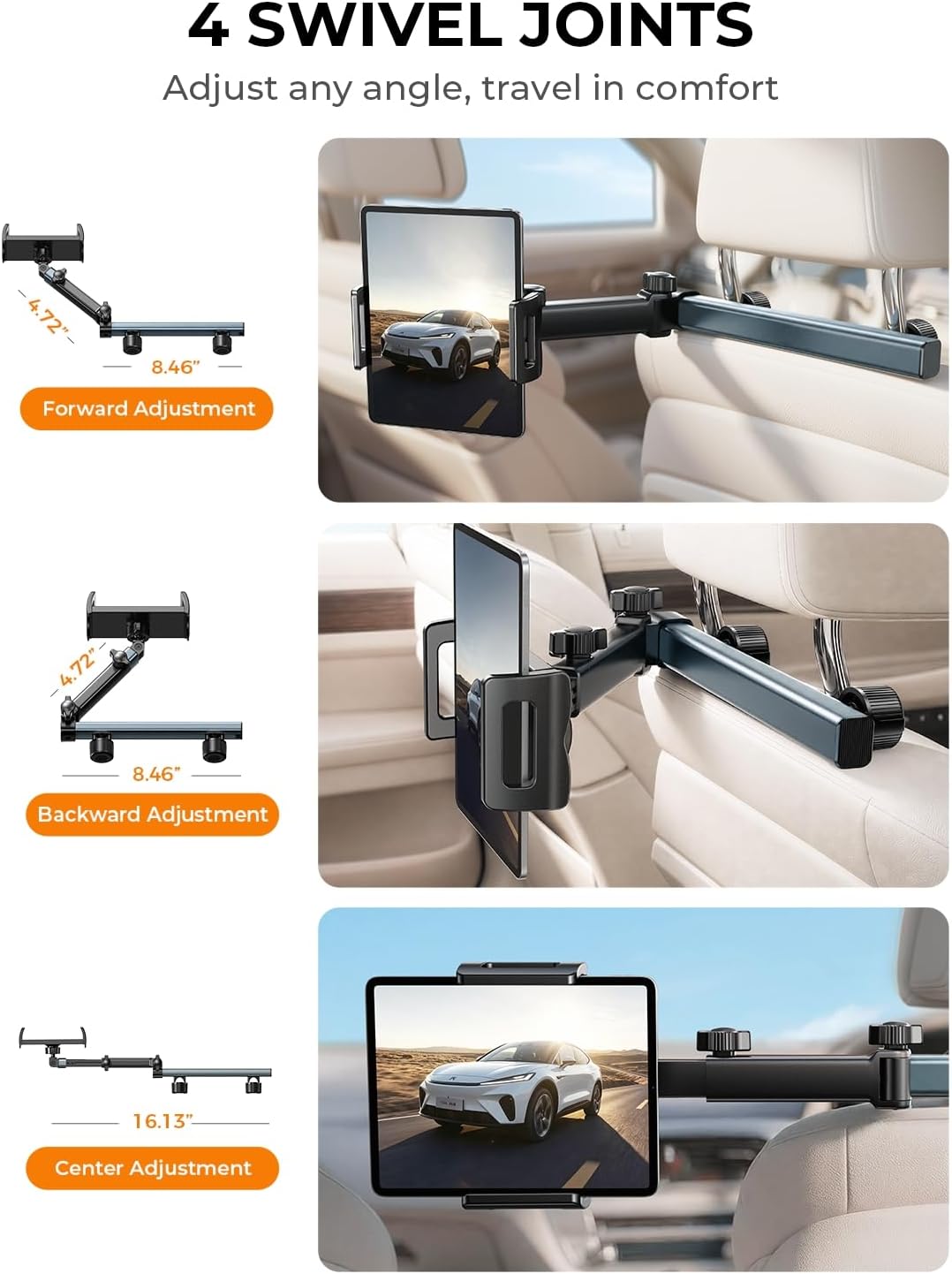 LISEN iPad Holder for Car Tablet Mount, Road Trip Essentials Kids Back Seat