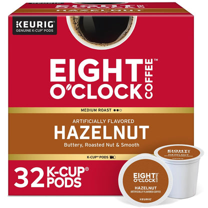 Eight O'Clock Coffee Hazelnut, Single-Serve Keurig K-Cup Pods, Flavored Medium Roast Coffee Pods, 96 Count