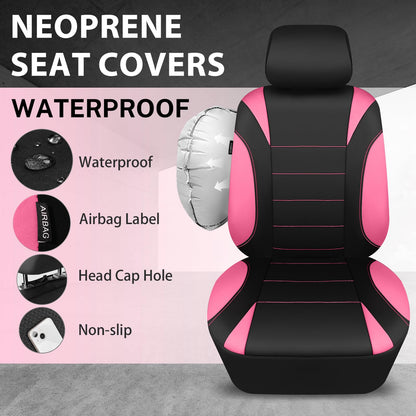 CAR PASS Waterproof Car Seat Covers Front Seats Only with 5mm Composite EVA, Neoprene Car Seat Cover with Separate Headrest Cover, Quick Setup Universal Fit for Car SUV Trucks,Airbag Compatible（Gray