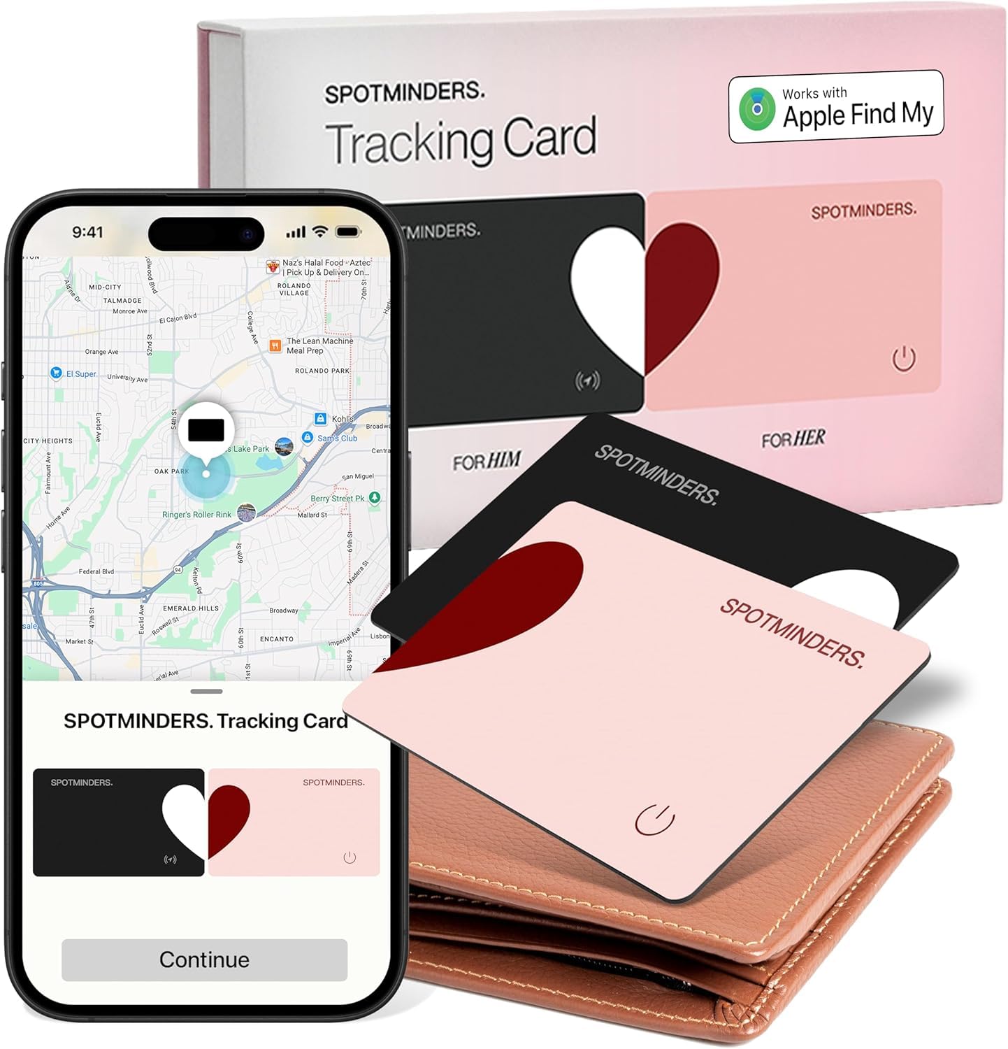 SPOTMINDERS Apple MFi Certified Wallet Tracking Card Black 4-Pack Travel Gifts for Him Works with Apple Find My Rechargeable Tracker IP68 Waterproof 0.07" Slim iPhone Item Finder for Luggage Passport