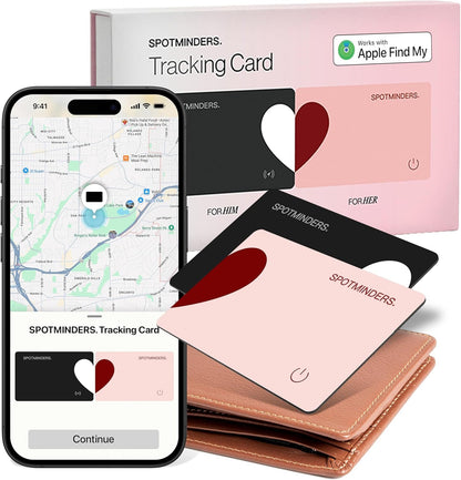SPOTMINDERS Apple MFi Certified Wallet Tracking Card Black 4-Pack Travel Gifts for Him Works with Apple Find My Rechargeable Tracker IP68 Waterproof 0.07" Slim iPhone Item Finder for Luggage Passport