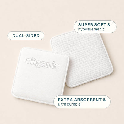 Cliganic Extra Large Face Pads (100 Count) - Soft, Extra Absorbent, Ultra Durable, Hypoallergenic, For Makeup, Nail Polish & Daily Buildup Removal, Toner & Cleanser Application, Dual Sided & Lint-Free