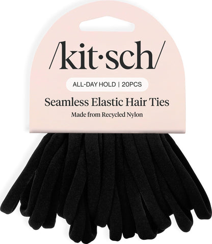 Kitsch Elastic Hair Ties No Damage | Stretchable Hair Bands - Neutral 12pcs