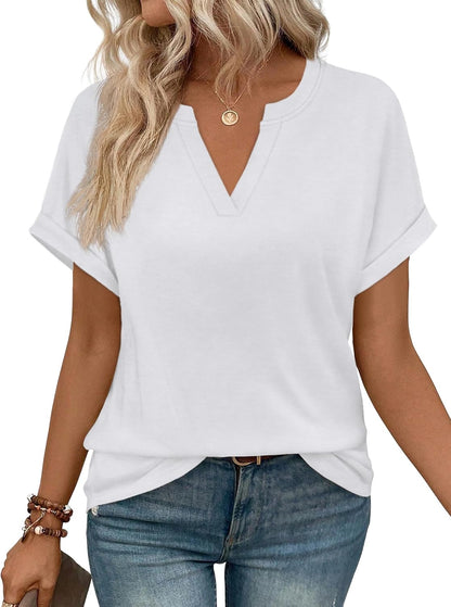 WIHOLL Womens Blouses Spring Tops Short Sleeve Shirts Dressy Casual Summer Vacation Fashion Clothing 2026