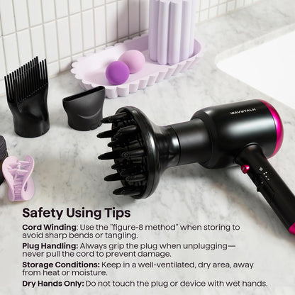 Wavytalk Blown Away Ionic Hair Dryer with Diffuser for Curly Hair