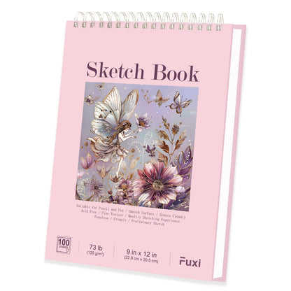Fuxi 9" x 12" Sketch Book_Top Spiral Bound Sketchbook_100Sheets 68lb/100gsm