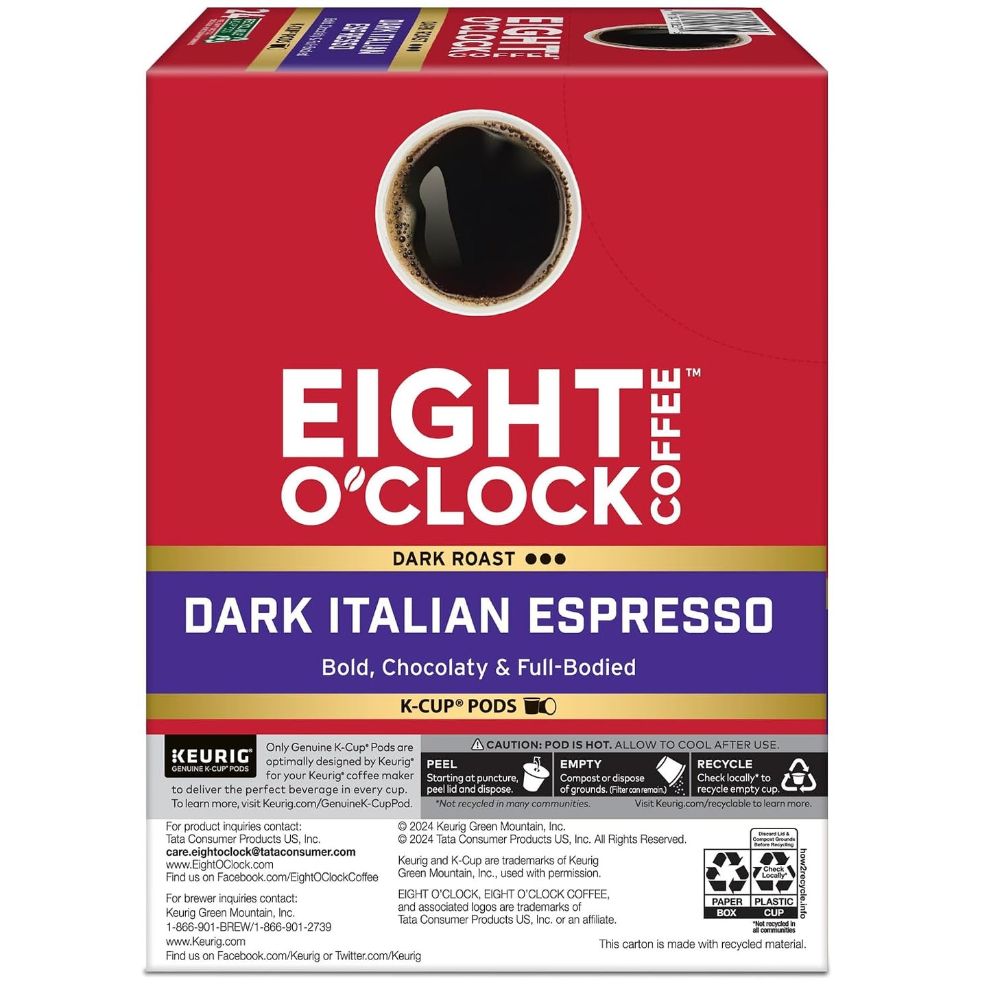 Eight O'Clock Coffee Hazelnut, Single-Serve Keurig K-Cup Pods, Flavored Medium Roast Coffee Pods, 96 Count