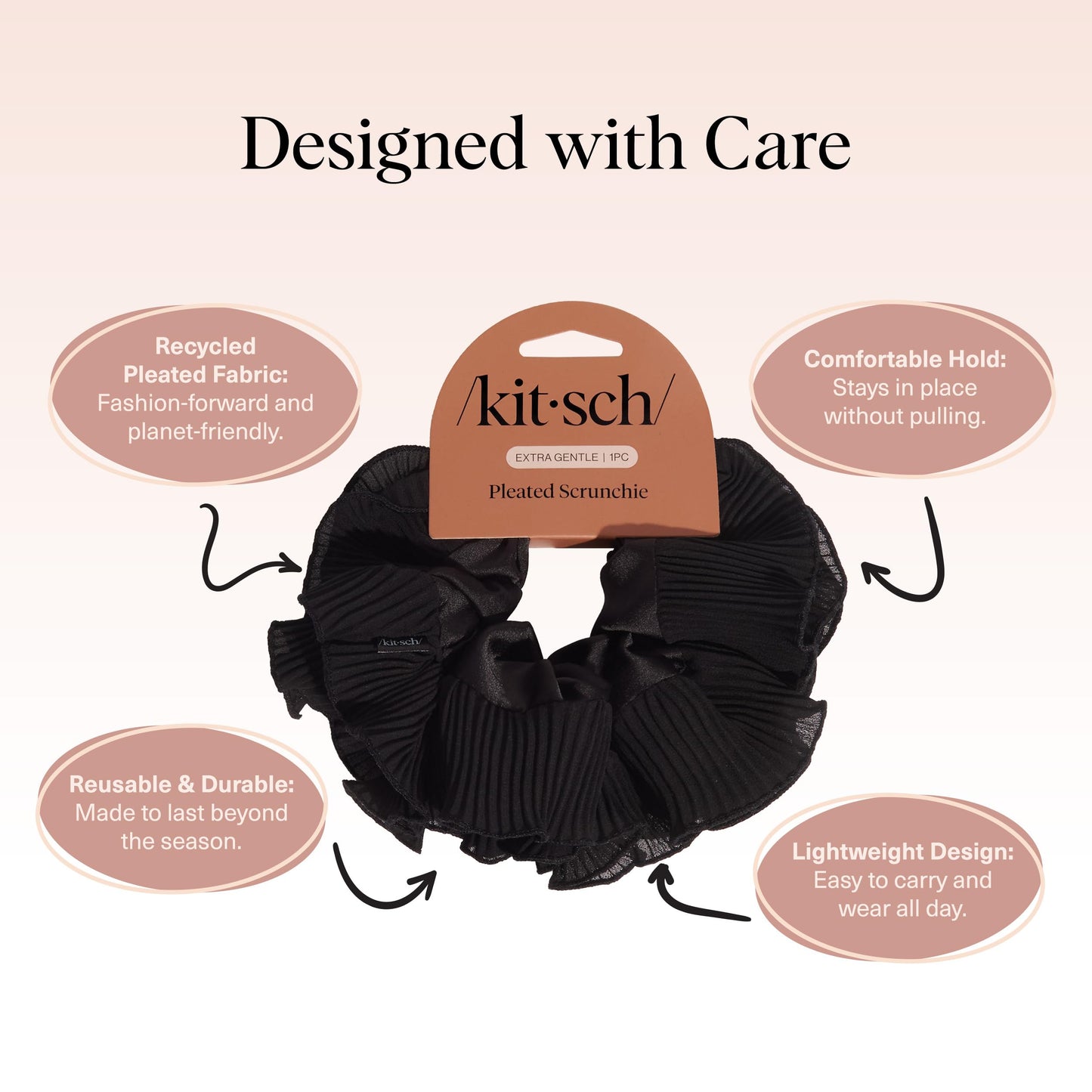 Kitsch Ultra-Petite Satin Scrunchies for Women - Eucalyptus, 6pcs