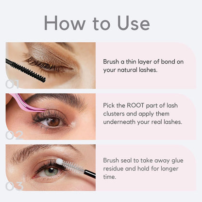 LA MAESII Lash Bond&Seal Remover Kit 3 in 1,Lash Cluster Glue Waterproof