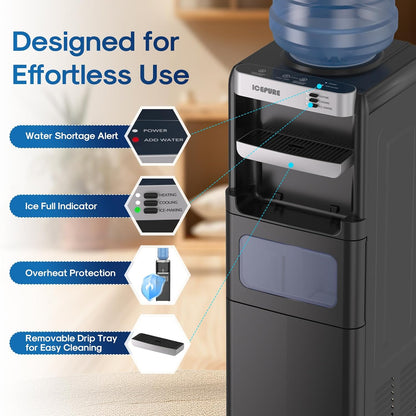 ICEPURE Water Cooler Dispenser with Built-in Ice Maker, 33lbs/24H