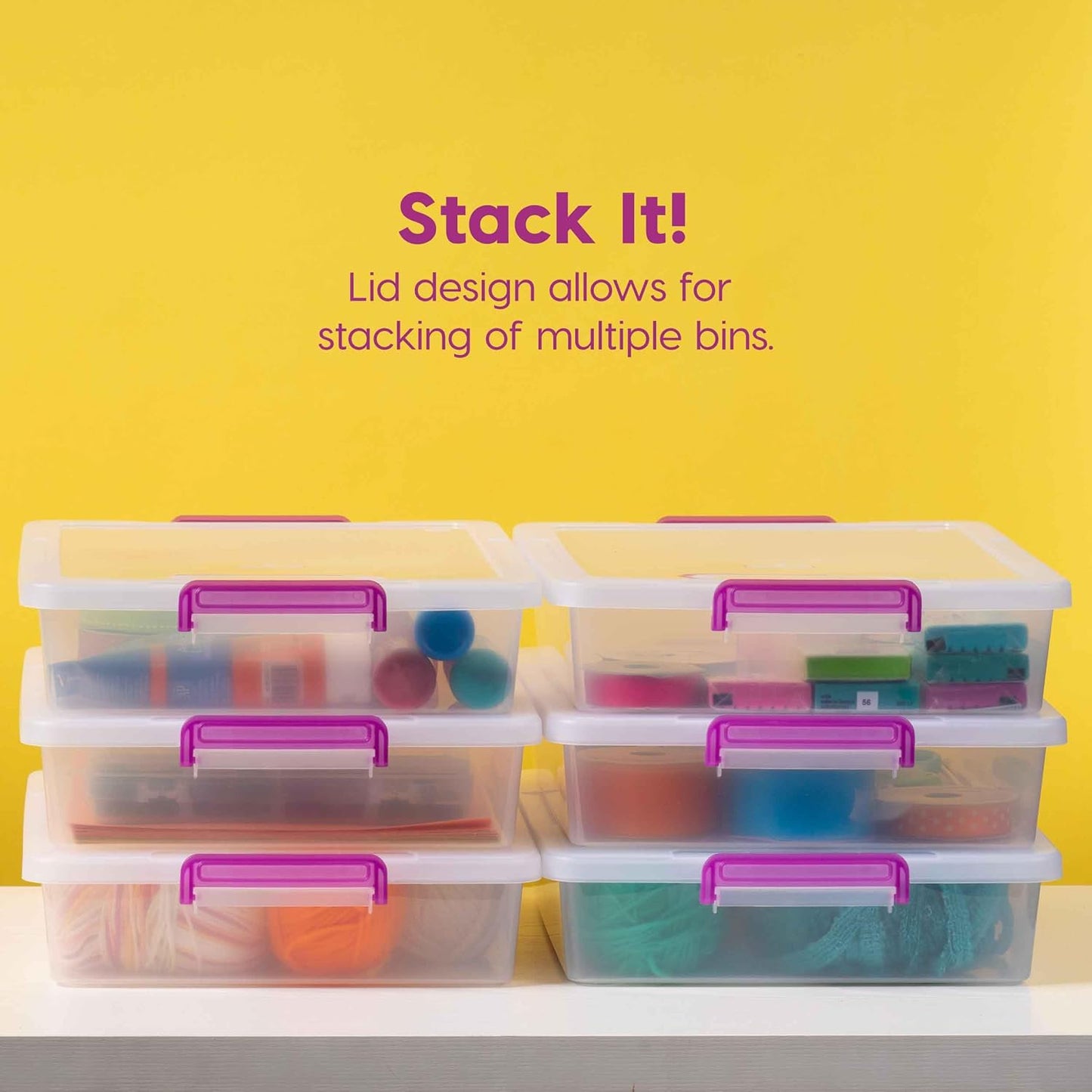 IRIS USA Storage Bins with Lids |Made in USA| 5 Qt - (6-Pack) - Clear