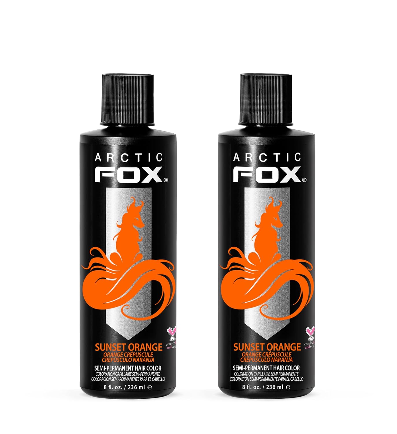ARCTIC FOX Semi-Permanent Hair Dye - Sunset Orange, Vegan - 2 x 8 oz