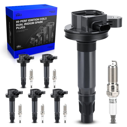UF667 Ignition Coil & ILZFR6D11 Double Iridium Spark Plug for BMW 2.5-6.0L