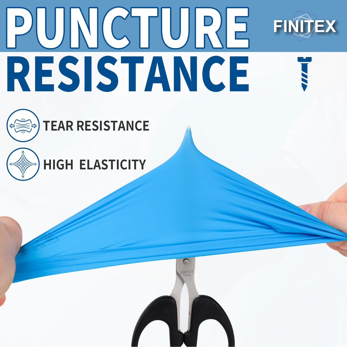 FINITEX Blue Disposable Nitrile Exam Gloves - 200 PCS/BOX 3.5mil Rubber Powder-Free Latex-Free Medical Cleaning Food Gloves