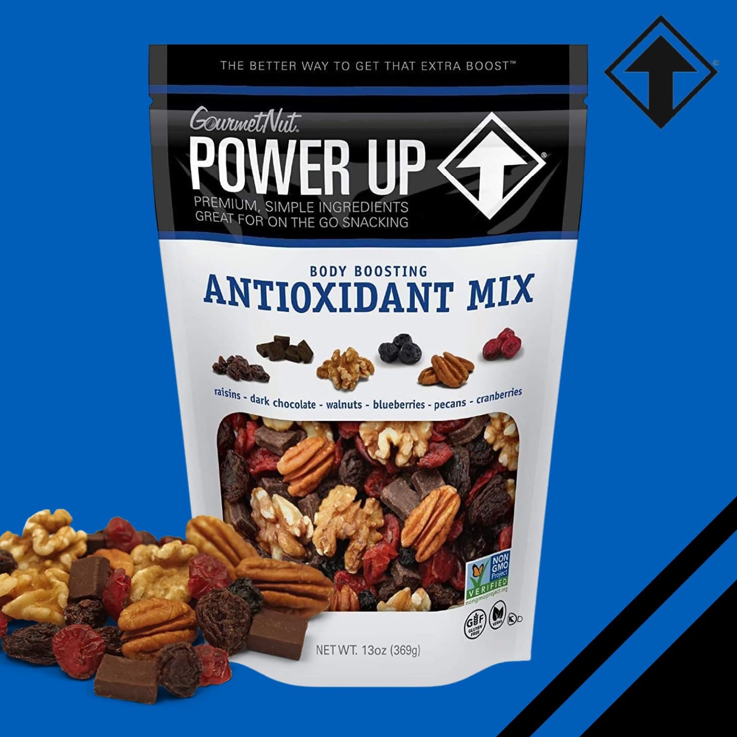 Power Up Trail Mix, Mega Omega Trail Mix, Non-GMO, Vegan, Gluten Free, No Artificial Ingredients, Gourmet Nut, 14 Ounce Bag