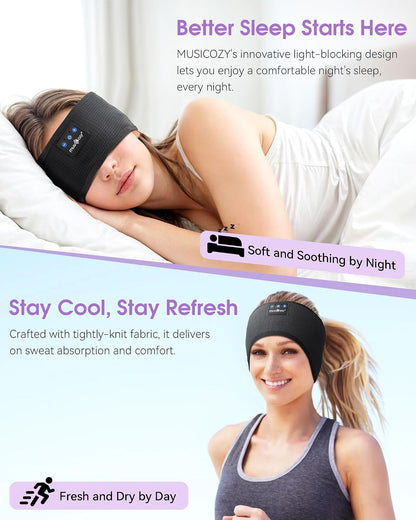 MUSICOZY Sleep Headphones Bluetooth Headband Headphones for Side Sleepers