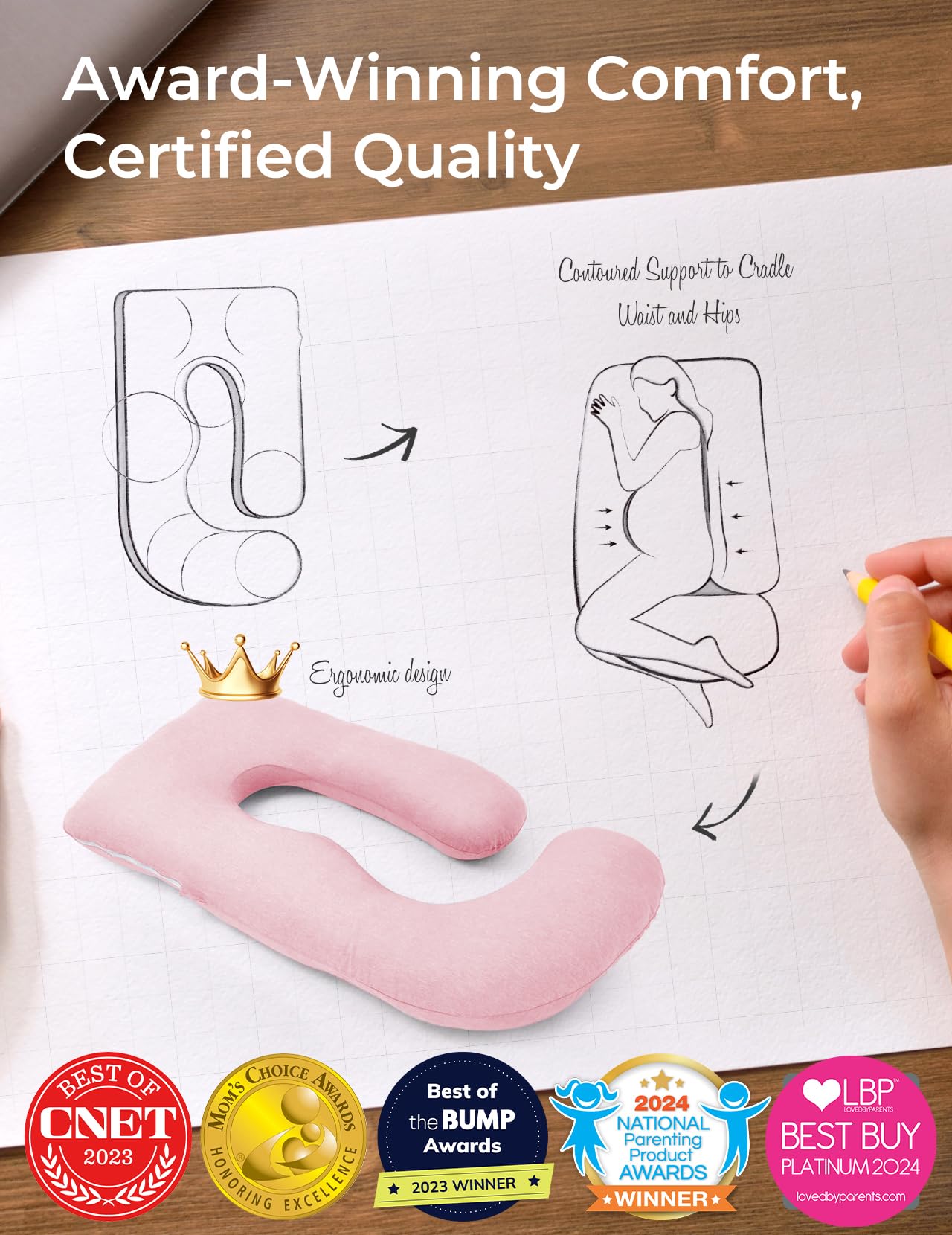 Momcozy Pregnancy Pillow for Sleeping - U Shaped Full Body Maternity Pillow