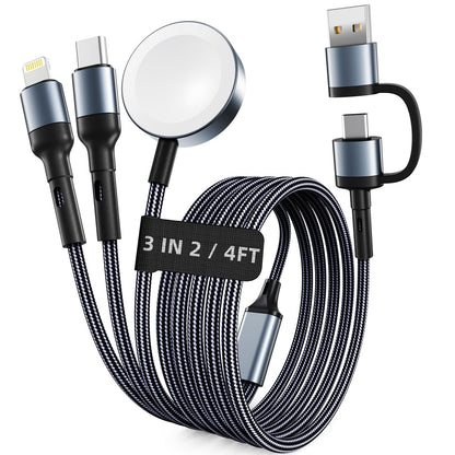 2026 Travel Essentials for Apple Watch Charger,Cruise Vacation Camping Essentials,iPhone Charger,Multi Charging Cable,3 in 2 Charging Docks for iWatch Series 11-2/Ultra,iPhone 17-12,Car