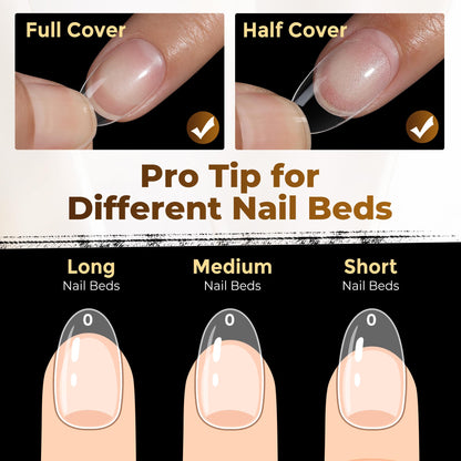 UNA GELLA 504Pcs Medium Pointed Almond Nail Tips, X-Soft Almond Gel Nails