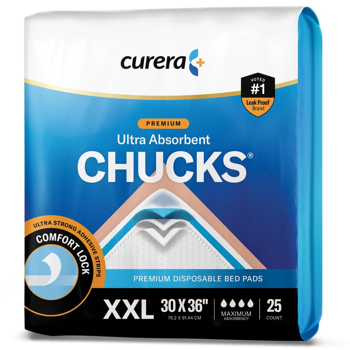 Chucks® MAX Hospital Bed Pads Disposable Adult 36 x 36 Breathable Incontinence Pads - XXX-Large Pee Pads for Adults - Heavy Duty 10X Absorbency Underpads - 400 Lbs. Patient Repositioning [20 Count]