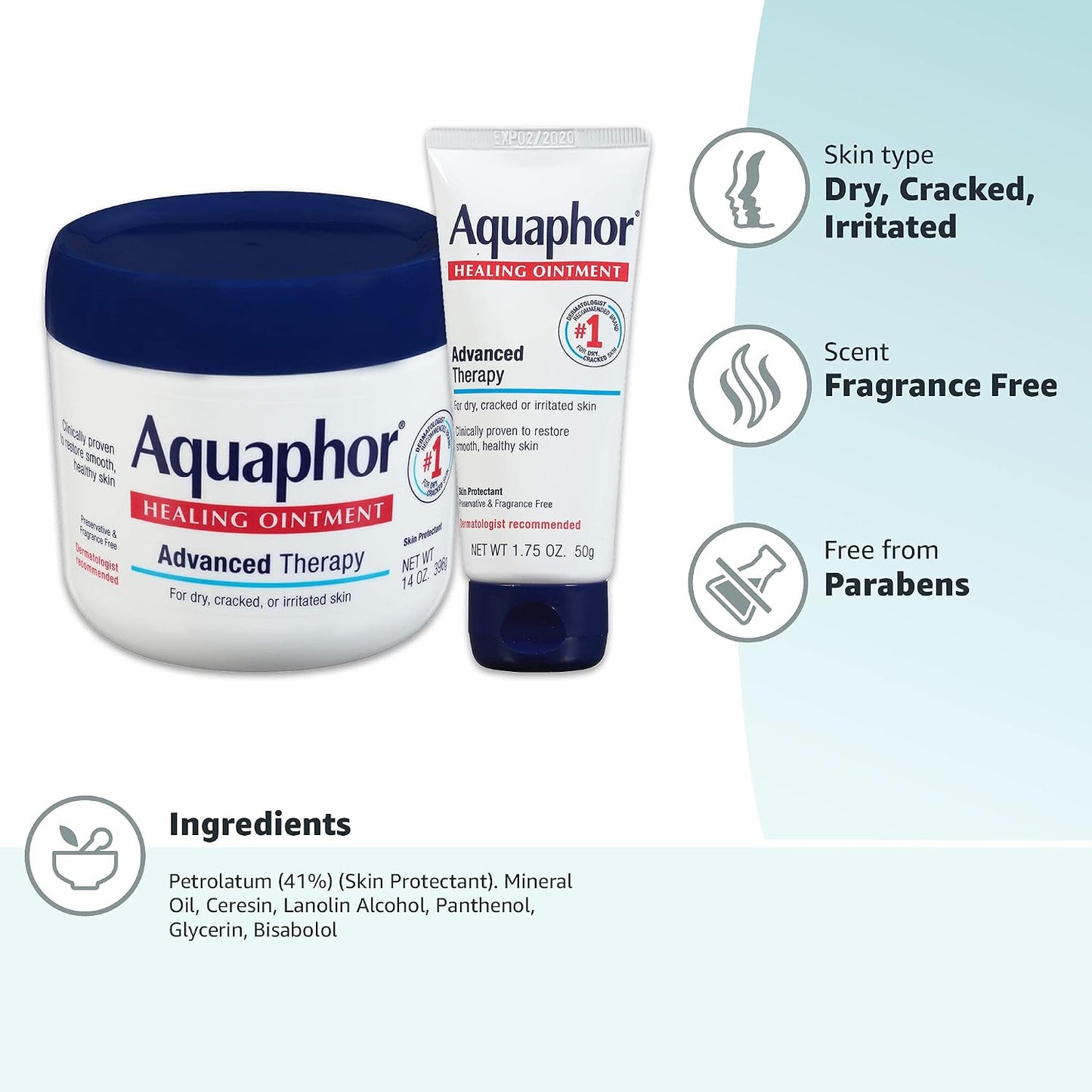 Aquaphor Advanced Therapy Healing Ointment Skin Protectant, 14 OZ