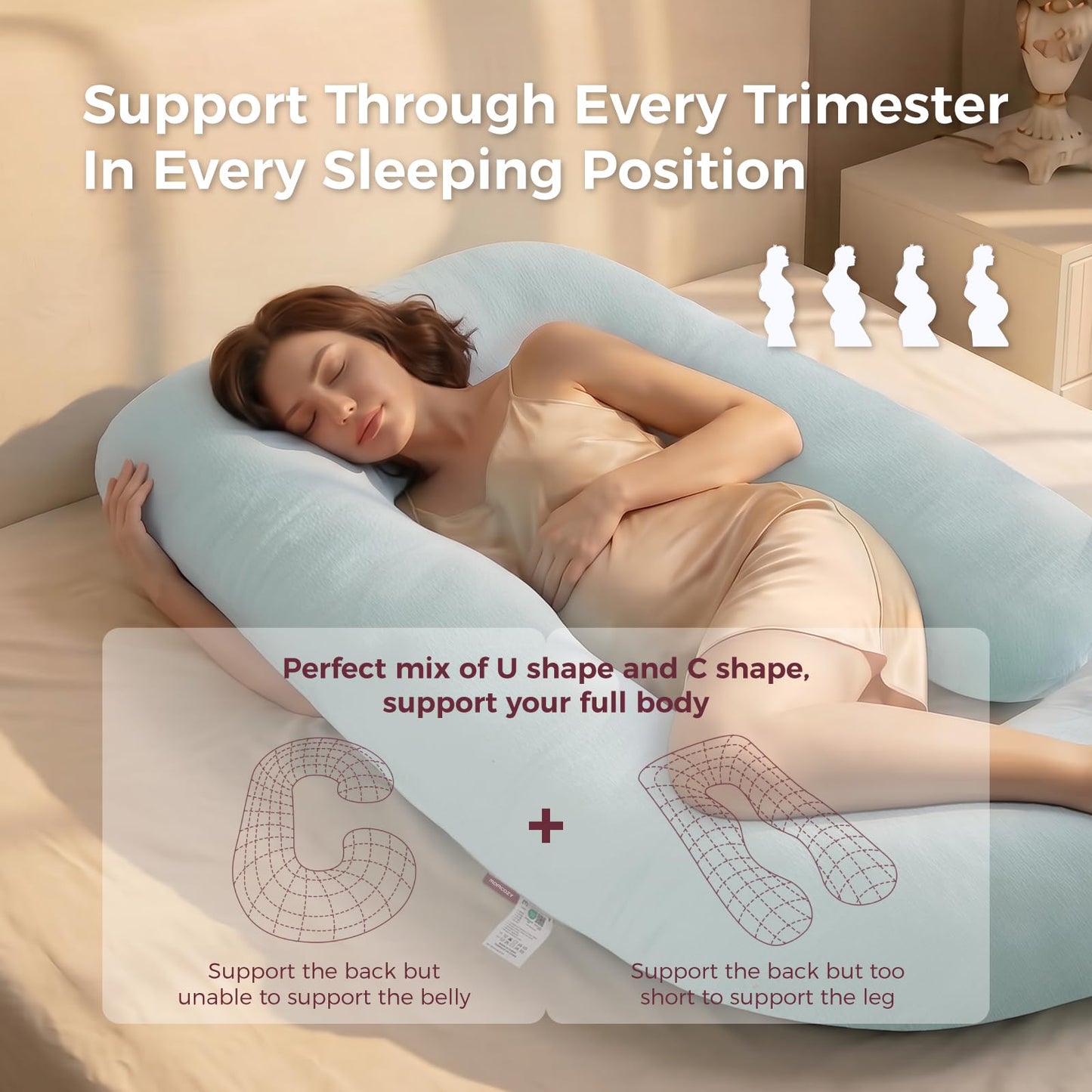 Momcozy Pregnancy Pillow for Sleeping - U Shaped Full Body Maternity Pillow